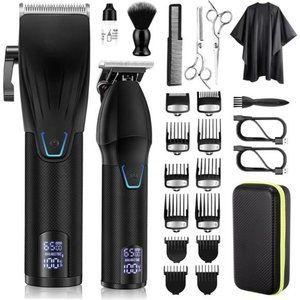 Professional Hair Clippers and Trimmer Kit for Men,Barber Clipper Set Cordless